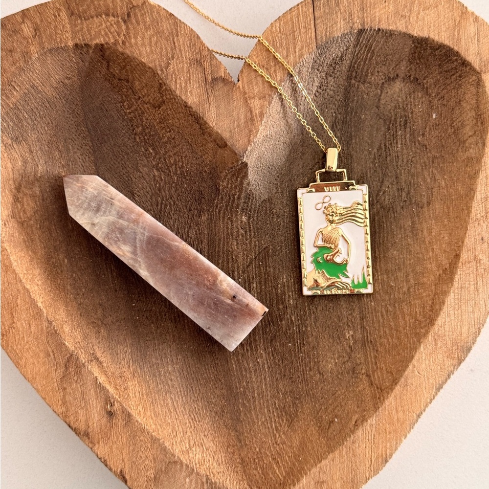 “The Lion & Goddess” 🦁 Strength Talisman, Gold and Green Pendant Necklace